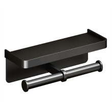 Suporte de Papel Higiênico de Parede em Liga de Alumínio Suporte para Papel Higiênico Suporte para Lenços de Papel de Banheiro Preto
