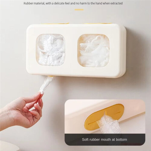 Wall-Mounted Plastic Wrap Storage Box with Soft Rubber Top, Transparent Grid Design for Easy Visibility and Access B 2