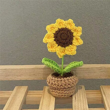 Crochet Potted Handmade Flowers Cute Plants Car Desktop Decor Friends Gifts Sunflower Hand-Knitted Plants