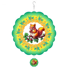 Wind Spinner Outdoor ,Yellow and Green Squirrel Wind Chime Mandala Hanging Wind Spinners for Outdoor Indoor Decoration