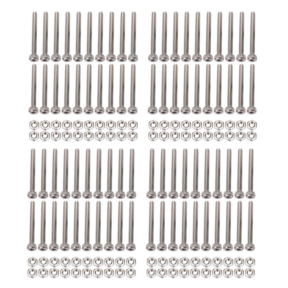 M2 X 20Mm Long Hex Socket Knurled Cap Screws Bolts Nuts Set 80Pcs 6031282592079