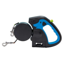 Rotating Pet Leash for 2 Dogs Adjustable Double Rope Leashes with Flashlight Poop Bag Box Pet Traction Rope Retractable