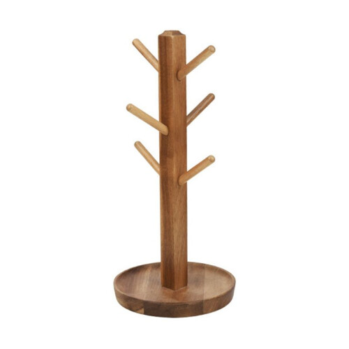 Wooden Mug Holder, 6-Hook Coffee Cup and Teacup Holder, Kitchen Storage with Stable Base 1