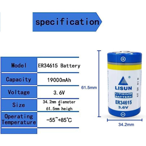 2pcs ER34615 3.6V 19000mAh D Size Lithium Battery Long Runtime for PLC Programmer 1