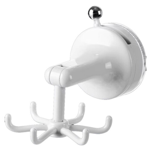 Rotatable Kitchen Hook - 6-Claw Suction Cup Wall Mount for Spatulas & Cookware, Drill-Free Plastic Storage Solution