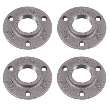Flange de Tubo de Ferro Fundido Maleável de 1 Polegada, Flanges de Tubo Industrial para Tubos Pretos Rosqueados e ConexõEs 4 Peça