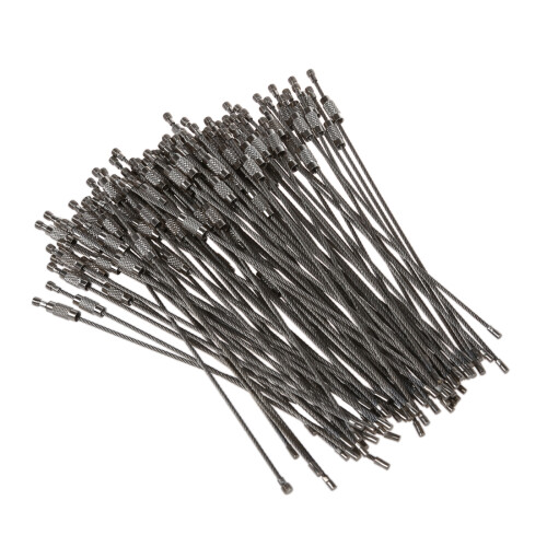 100pcs Stainless Steel Screw Locking Wire Keychain Cable Key Rings Outdoor Accessory 1
