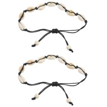 2X Anklets for Women Shell Foot Jewelry Summer Beach Barefoot Bracelet Ankle  Leg Ankle Strap Black