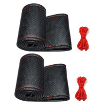 2X New Treccia Universale Sul Volante Pu Coprivolante per Auto in Pelle per Coprire L'Intero Connettore Singolo 38 cm