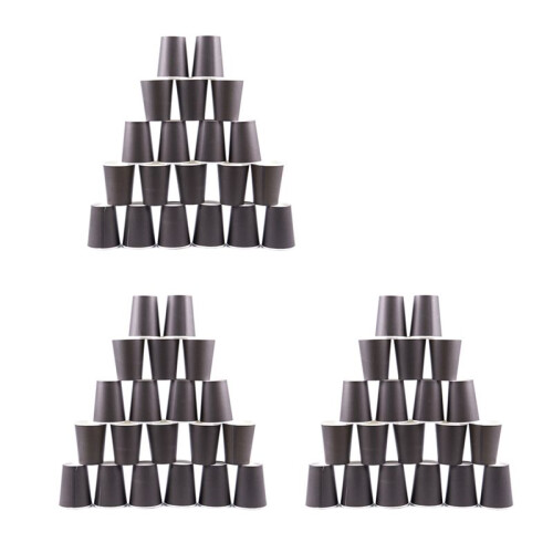 60 Paper Cups (9Oz) - Plain Solid Colours Birthday Party Tableware Catering(Black) 1