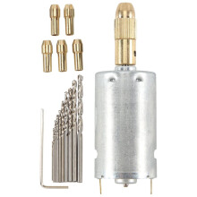 Electric Hand Drill Bit Set  12V Motor 0.5-3mm HSS Twist Drill Bit with 5Pcs Chuck Collets Fits Drilling Hole Saw