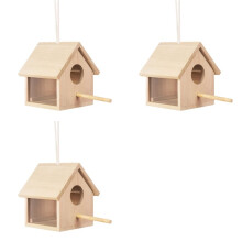 3X Maisons D'Oiseaux D'Extérieur Nichoir en Bois Transparent pour L'Extérieur, Nichoir Suspendu