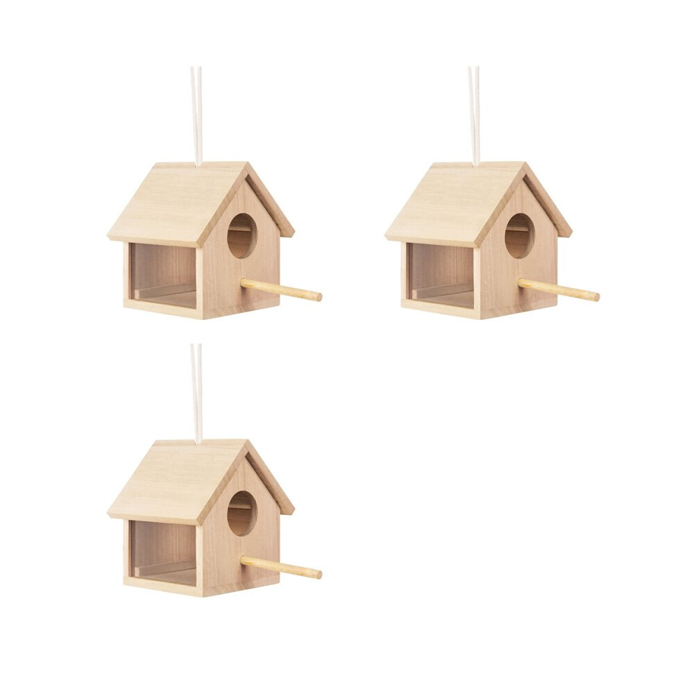 3X Outdoor Bird Houses Transparent Wooden Bird House For Outside,Hanging Birdhouse 6032660893467