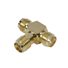 5X SMA Female to Two SMA Female Triple T RF Adapter Connector 3 Way Splitter