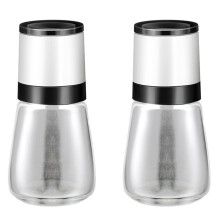 2X Manual Salt Pepper Grinder Transparent Glass Grinder Peppercorn Grinder Seasoning Bottle Kitchen Gadgets White
