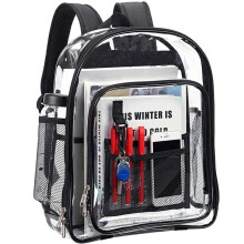 5X Heavy Duty Clear Backpack,Security Transparent School Backpack,See Through Bookbag for Work,Security Check and Travel