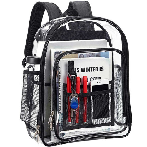 5X Heavy Duty Clear Backpack, Security Transparent School Backpack, See Through Bookbag per Lavoro, Security Check e Viaggi