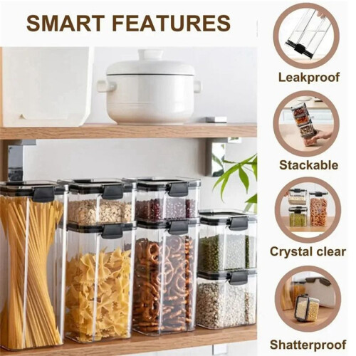 Stackable Sealed Jar for Kitchen-Large Plastic Grain Storage Organizer, Household Moisture-Proof Seasoning Container