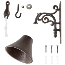 Sino de Jantar para Áreas Externas, Sino de Metal Rústico de Ferro Fundido para Porta de Parede, Sinos Decorativos para Áreas Externas de Casa
