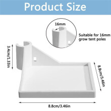 4 ST Grow Tent Hörnhylla, 16 mm Grow Tent Accessories, Grow Tent Hyllor för Place The Hygrometer Camera Vit