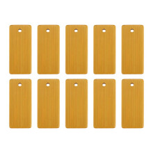 100Pcs 45X20Mm Rectangle Wooden Tags for Keychain Rings, Bamboo Unfinished Wood Key Ring Tag