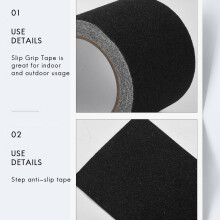 2X Non-Slip Stair Tape - Indoor & Outdoor Waterproof Safety Steps,80 Grit, Black,5M