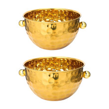 Set van 2 elegante gehamerde roestvrijstalen ijsemmers voor-Goud