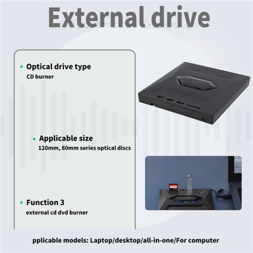 External DVD CD Writer Burner CD and DVD Player Type C/USB3.0 External DVD CD Drive for PC Laptop Windows 11/10/8/7 2