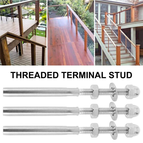 20Pack Threaded Terminal Stud Stainless T316 Marine Grade Stud End Fitting Terminal for 3/16 Inch Cable Deck Railing Hand Swage 2