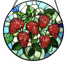 Aardbei-glas-in-zonlichtvanger met ophangketting voor-16CM
