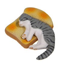 Figurines miniatures de pain grillé et de chats, ornements-Gris