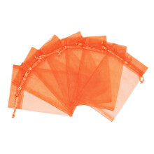 60 Recyclable Net Treat Bags Permanent Cord Pouches For-Orange