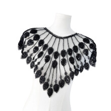 Embroidery Sequins Beads Sew on Collar Patches Applique-Black