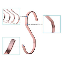 30-Pack 4 Inch Rose Gold Chrome Finish Steel Hanging Flat Hooks - S Shaped Hook Heavy-Duty S Hooks, for Kitchenware