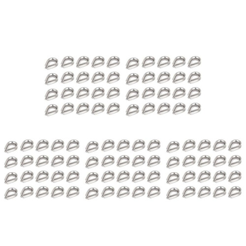 Stainless Steel 2mm Wire Rope Cable Thimbles Silver Tone 100 Pcs