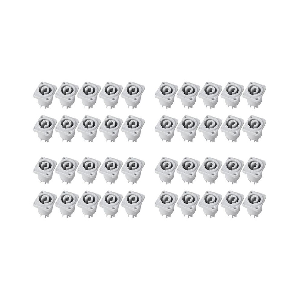 40Pcs Powercon Connector 3 Pins 20A 250V Power Speaker Panel Socket Female For Led Screen Stage Lighting, Grey 4712913491726