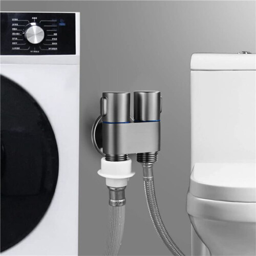 2X  Multi-Function Faucet Brass 1 Into 2 Out Dual Control Washing Machine Chrome Tap for Washing Machine A 2