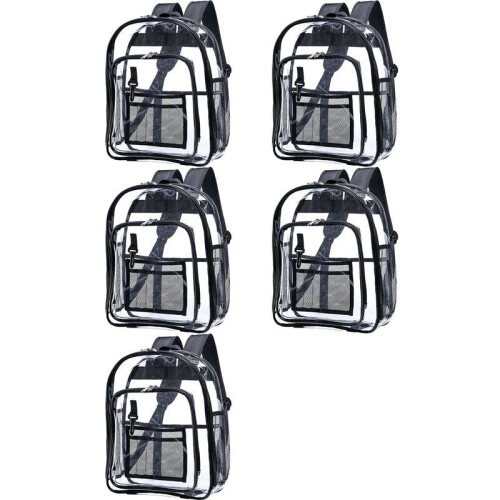 5X Heavy Duty Clear Backpack,Security Transparent School Backpack,See Through Bookbag for Work,Security Check and Travel 1