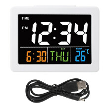 2X Color Large Screen LCD Electronic Desk Alarm Clock with Temperature Date Display