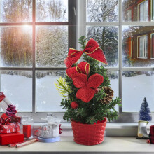Mini Red PVC Christmas Tree Ornament 20cm with Rope Base