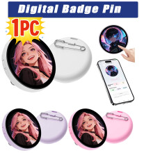 Insignă digitală, insignă LED interactivă de 2" cu foto/video/GIF, baterie de 18 ore, insignă digitală inteligentă, compatibilă cu cosplay