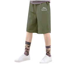 SYMOID Girls Outdoor Casual Shorts with Graphic Print, Lightweight Elastic Waistband Hiking Shorts for Camping and Nature Walks,Army Green,Size 11 T