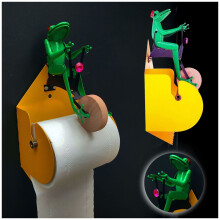 Frog Riding Bicycle Toilet Paper Holder, Cute Resin Bathroom Decor, Non-Slip Base, Easy Install – Compatible with Standard Rolls