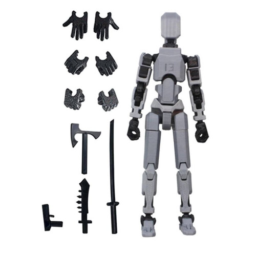 3X Robot Action Figure, 3D Printed with Full Articulation for Stop Motion Animation Gray 1