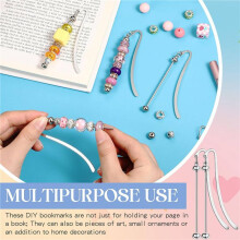 8 PCS Beaded Bookmarks DIY Metal Blank Strip Bookmarks Beaded Modern Bookmark Jewelry Pendant Ornaments Gifts
