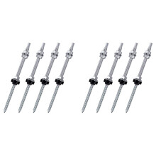 Stockschrauben, M10 X 250 mm, Vormontiert, V2A, Höhenverstellbar, für Photovoltaik-Solar-Montagedächer, 8Er-Set