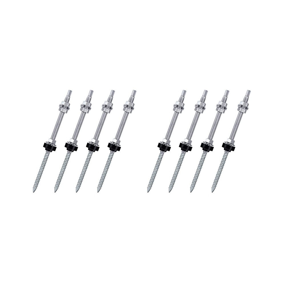 Hanger Bolts, M10 X 250 Mm, Pre-Assembled, V2a, Height-Adjustable, For Photovoltaic Solar Mounting Roofs, Set Of 8 6032587333848