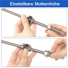 Hanger Bolts, M10 X 250 mm, Pre-Assembled, V2A, Height-Adjustable, for Photovoltaic Solar Mounting Roofs, Set of 8