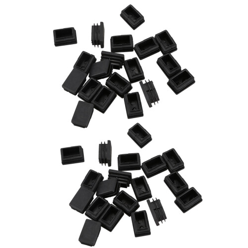 40 Pcs Plastic Rectangular End Cap 30mm X 20mm Threaded Pipe Tube Insert Rubber Feet 1