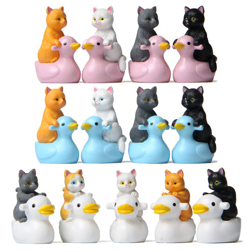 Figurines miniatures de chats de canard assis, Mini Statues-Bleu 1